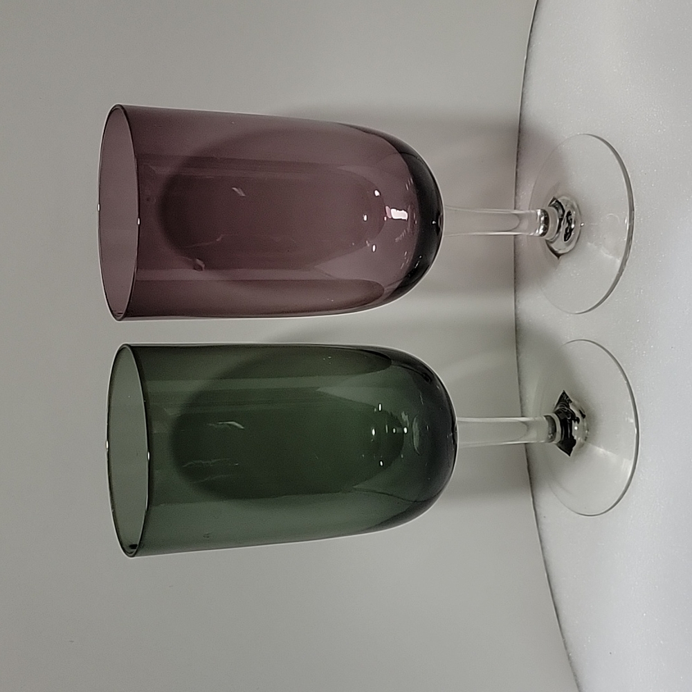 Set Of Two Circleware Clear Stem Colored Bowl Tumblers